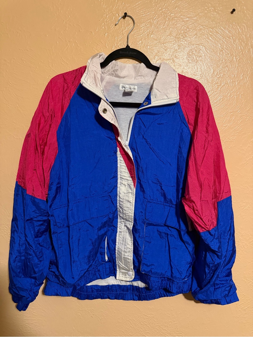 Vintage Colorblock Windbreaker Jacket - Blue & Pink